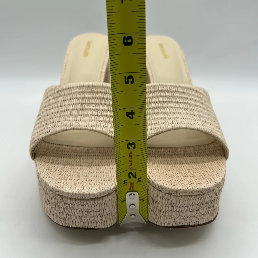 Larroudé Dolly Mule Raffia Platform Block Heels Beach Size 11 New With Box